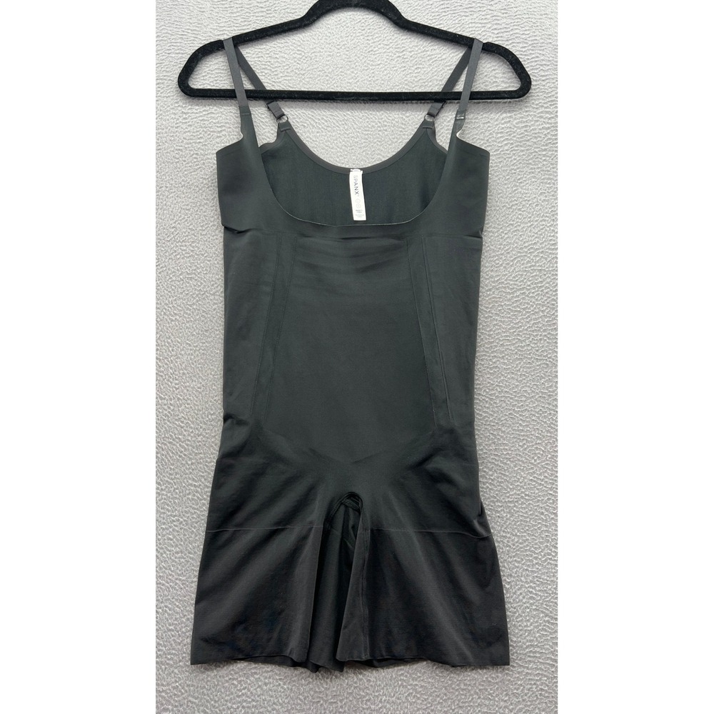 Spanx Bodysuit Women's Size Large Black OnCore Mid-Thigh Firm Control Shapewear
